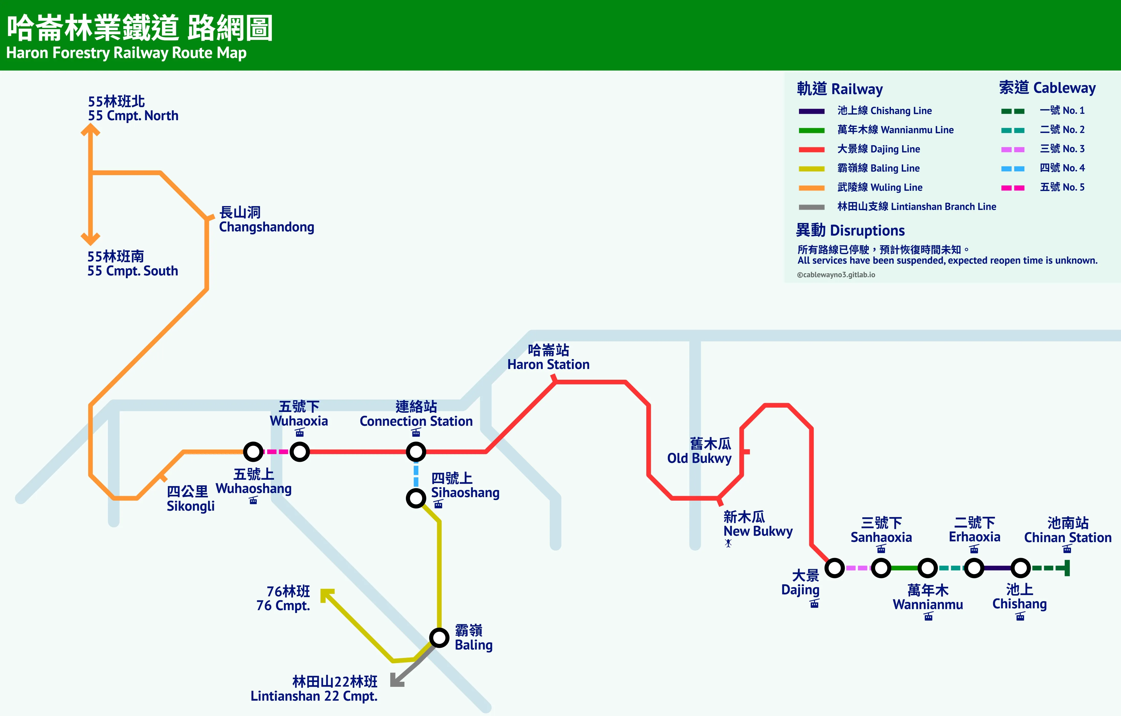 哈崙林業鐵道路線圖