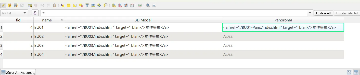Attribute table